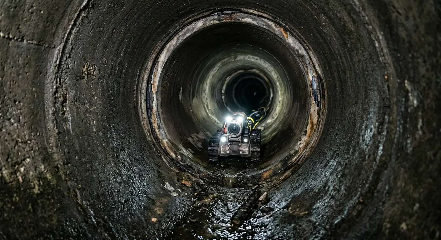 Robotic sewer camera inspecting pipe interior for Drain Snake Service in Myrtletown